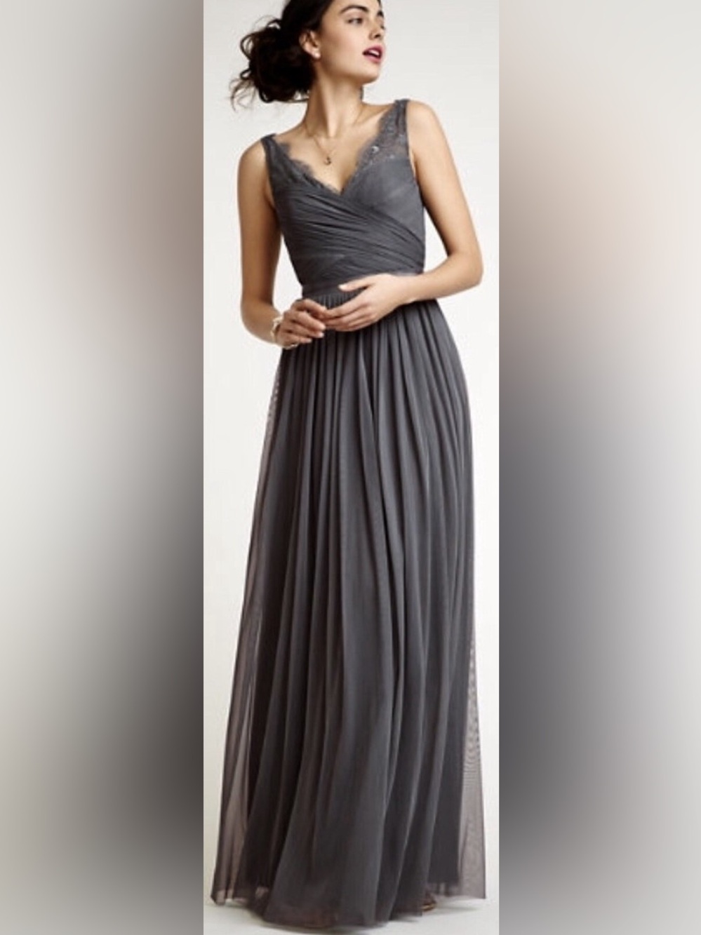 Hitherto x BHLDN Fleur Dress in a dark gray/pewter